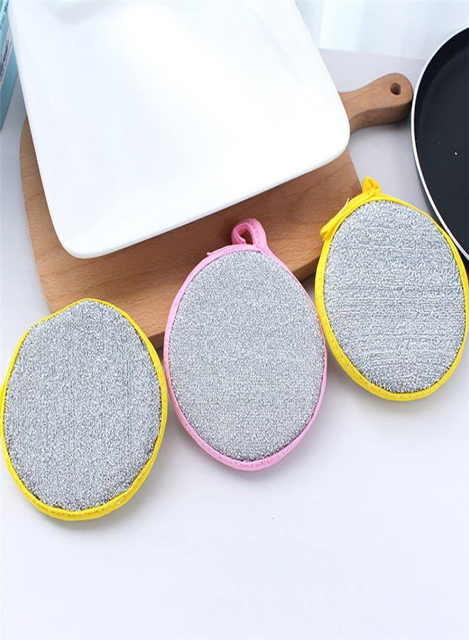 RRJ 10Pcs Kitchen Cleaning Sponges Double Side Round Microfiber Reusable Scrubber Pan Pot Dish Wash Household Cleaning Scouring Tools Random Color - Image 4